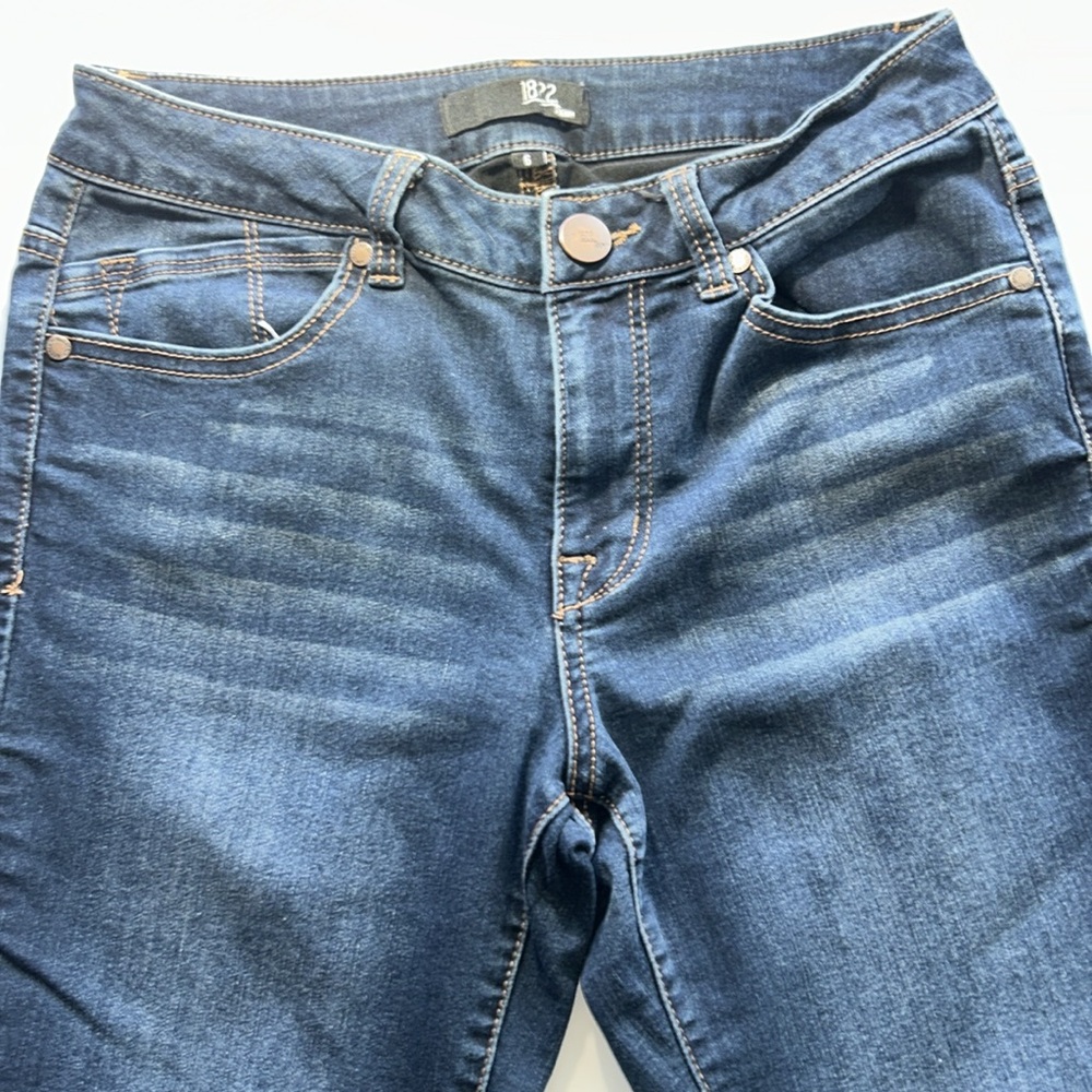 1822 Designer Dark Blue Denim Skinny Jeans Casual Modern Contemporary